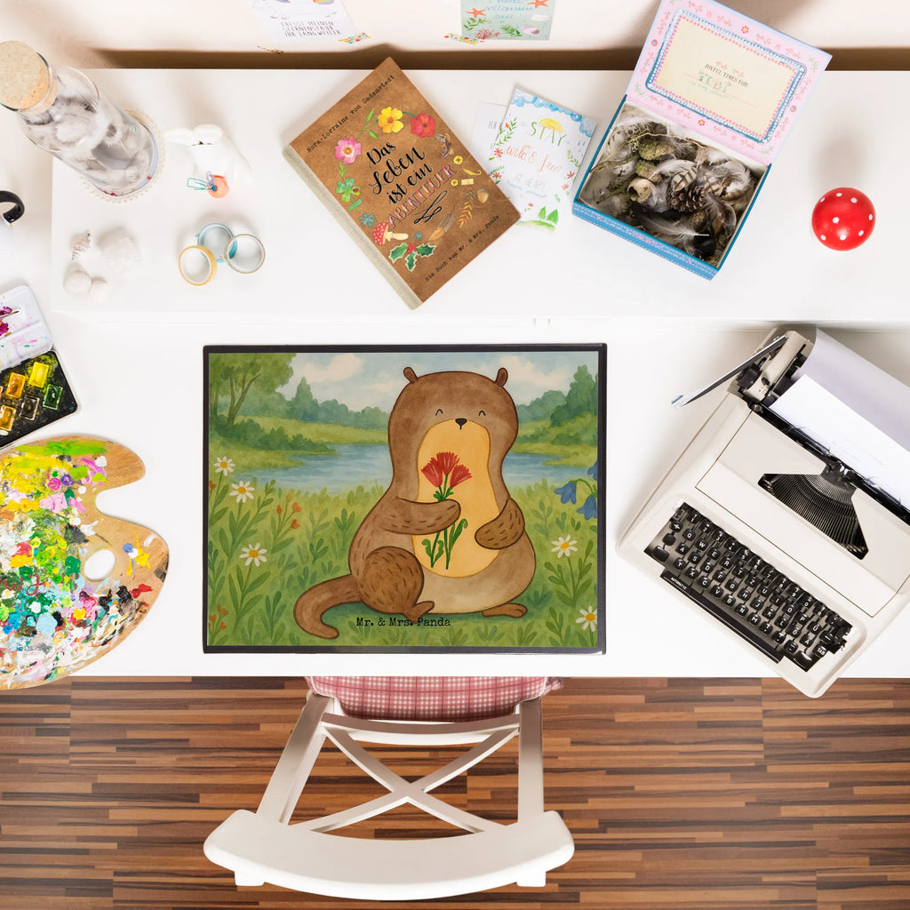 Podkładka na biurko wydra bukiet kwiatów Design Schreibtisch Unterlagen, Schreibtischauflage, Schreibtischunterlage Groß, Schreibunterlage, Bürobedarf, Schreibwaren, Büroartikel, Otter, Fischotter, Seeotter, Otter Seeotter See Otter