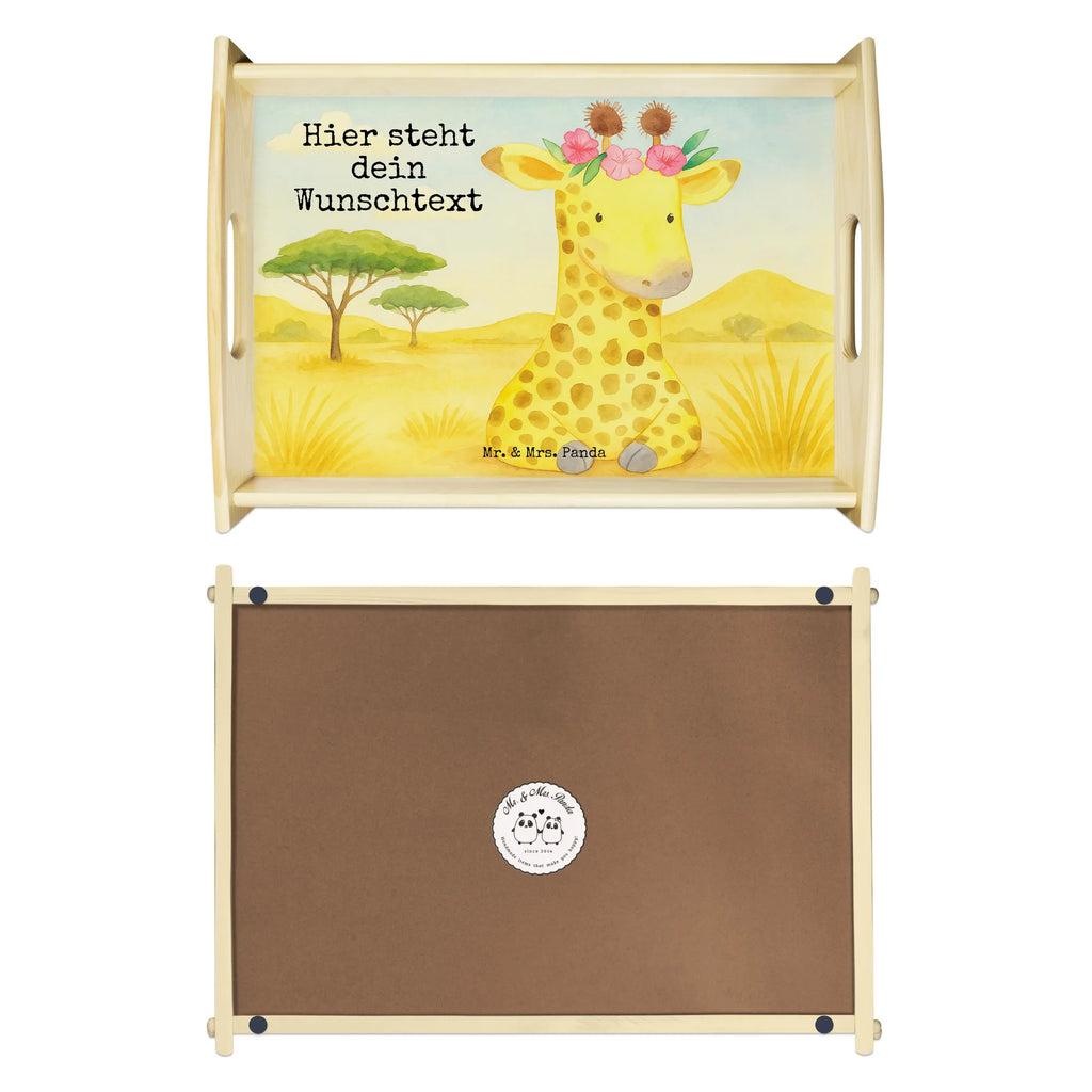 Personalised serving tray giraffe flower wreath Design Personalisiertes Dekotablett, Personalisiertes Tablett, Personalisiertes Frühstückstablett, Personalisiertes Küchentablett, Tablett mit Namen, Serviertablett mit Namen, Personalisiertes Holztablett, Personalisiertes Serviertablett, Afrika, Wildtiere, Abenteurer, Freundin, Selbstliebe, Blumenkranz, Giraffe