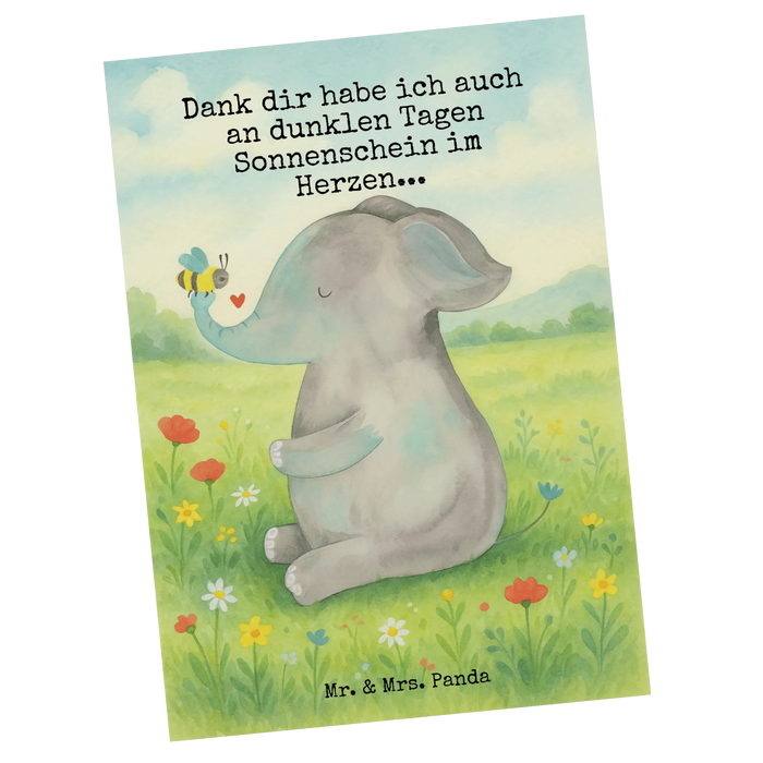 Postkarte Elefant Biene Design