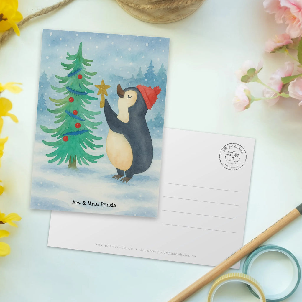 Postcard penguin Christmas tree Design Karte, Geschenkkarte, Ansichtskarte, Postkarte, Ansichtskarten, Dankeskarte, Grußkarte, Einladung, Einladungskarten Geburtstag, Einladungskarte, Geburtstagskarte, Einladung Geburtstag, Winter, Weihnachten, Weihnachtsdeko, Nikolaus, Advent, Heiligabend, Wintermotiv, Pinguin