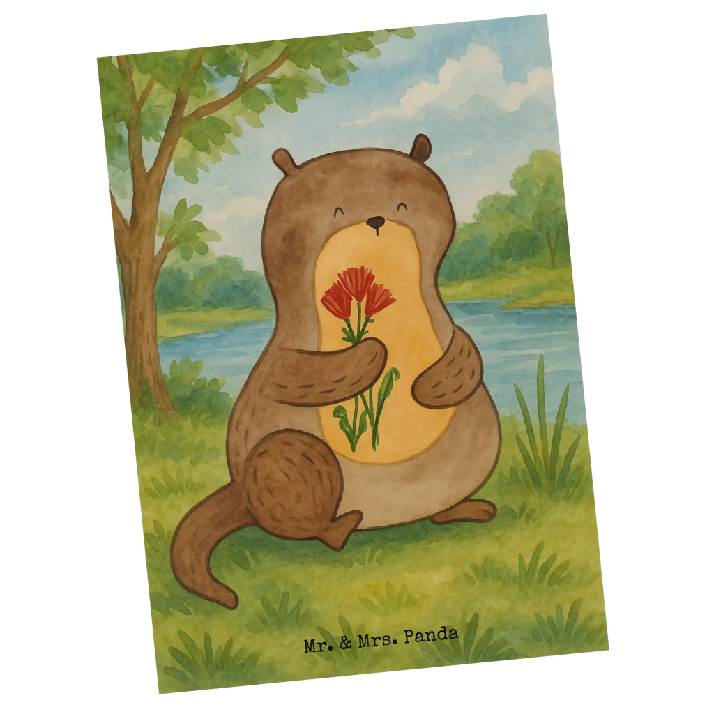 Postcard otter Bunch of flowers Design Karte, Ansichtskarten, Grußkarte, Dankeskarte, Geburtstagskarte, Einladungskarte, Geschenkkarte, Einladung Geburtstag, Einladung, Ansichtskarte, Postkarte, Einladungskarten Geburtstag, Otter, Fischotter, Seeotter, Otter Seeotter See Otter