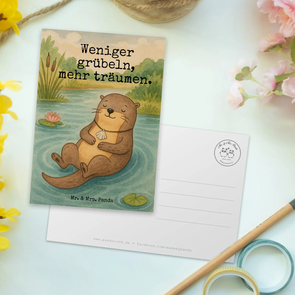 Pocztówka wydra muszla Design Ansichtskarten, Ansichtskarte, Postkarte, Karte, Einladungskarte, Einladung Geburtstag, Geschenkkarte, Geburtstagskarte, Grußkarte, Einladung, Dankeskarte, Einladungskarten Geburtstag, Otter, Fischotter, Seeotter, Büro, Motivation, grübeln, Otterliebe, träumen, Tagträumen