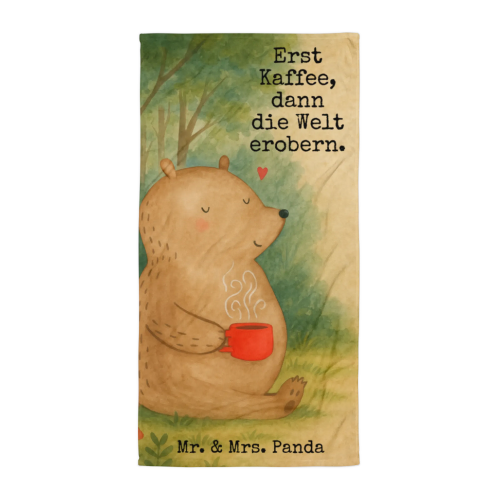 XL bath towel bear Coffee Design Handtuch, Badetuch, Duschtuch, Strandtuch, Saunatuch, Bär, Teddy, Teddybär, Kaffee, Coffee, Bären, guten Morgen, Morgenroutine, Welt erobern, Welt retten, Motivation