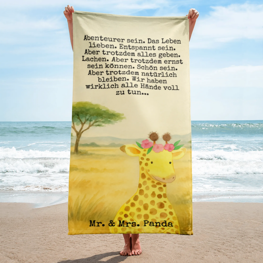 XL bath towel giraffe flower wreath Design Handtuch, Badetuch, Duschtuch, Strandtuch, Saunatuch, Afrika, Wildtiere, Giraffe, Blumenkranz, Abenteurer, Selbstliebe, Freundin