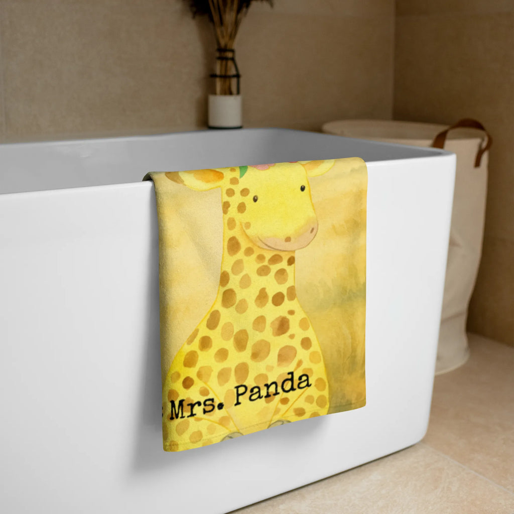 XL bath towel giraffe flower wreath Design Handtuch, Badetuch, Duschtuch, Strandtuch, Saunatuch, Afrika, Wildtiere, Giraffe, Blumenkranz, Abenteurer, Selbstliebe, Freundin