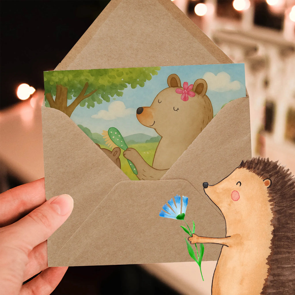 Karta Deluxe niedźwiedź dziecko Design Karte, Grußkarte, Klappkarte, Einladungskarte, Glückwunschkarte, Hochzeitskarte, Geburtstagskarte, Hochwertige Grußkarte, Hochwertige Klappkarte, Familie, Vatertag, Muttertag, Bruder, Schwester, Mama, Papa, Oma, Opa, Geschenk, Mutti, Mutter