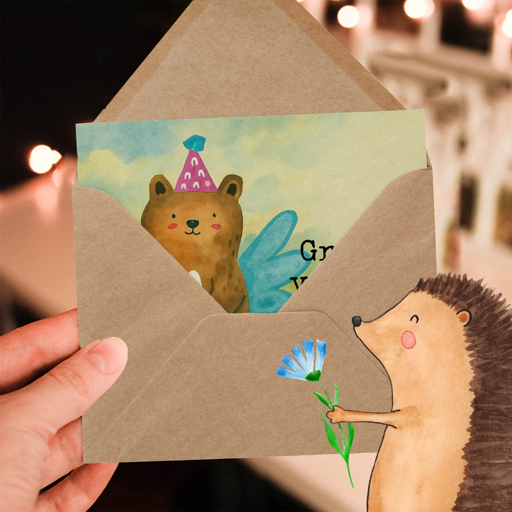 Deluxe Karte Bär Zahnfee Design Karte, Grußkarte, Klappkarte, Einladungskarte, Glückwunschkarte, Hochzeitskarte, Geburtstagskarte, Hochwertige Grußkarte, Hochwertige Klappkarte, Bär, Teddy, Teddybär, Zahnfee, Fee, Milchzahn, Erster Zahn