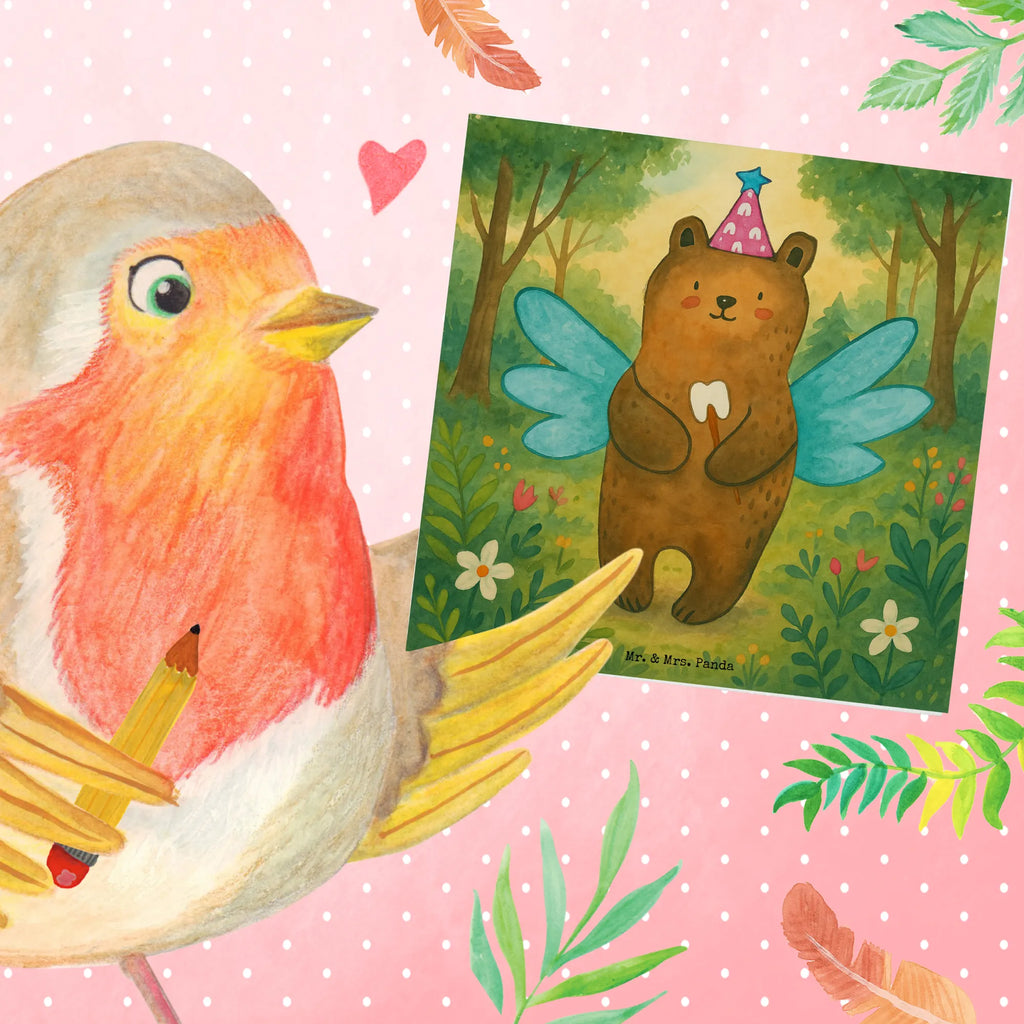 Deluxe Karte Bär Zahnfee Design Karte, Grußkarte, Klappkarte, Einladungskarte, Glückwunschkarte, Hochzeitskarte, Geburtstagskarte, Hochwertige Grußkarte, Hochwertige Klappkarte, Bär, Teddy, Teddybär, Zahnfee, Fee, Milchzahn, Erster Zahn