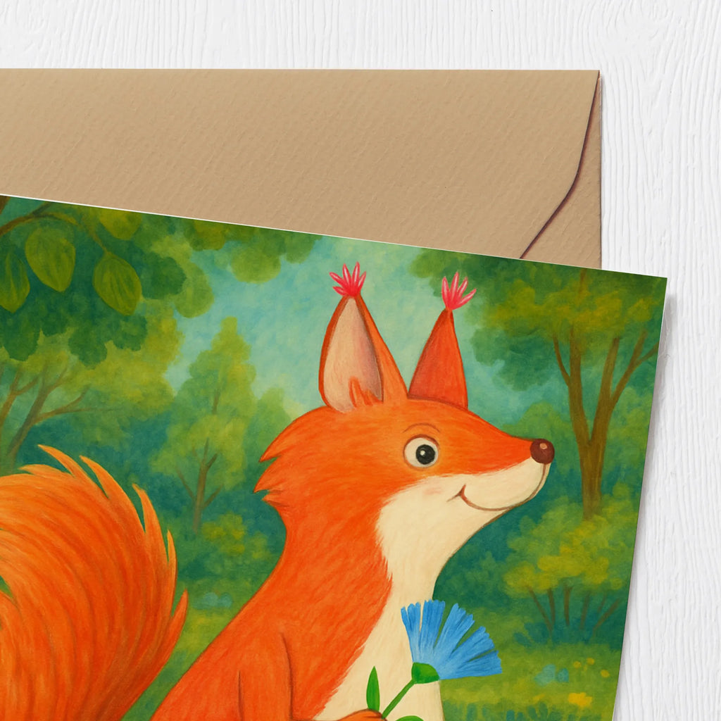 Karta Deluxe wiewiórka kwiat Design Karte, Grußkarte, Klappkarte, Einladungskarte, Glückwunschkarte, Hochzeitskarte, Geburtstagskarte, Hochwertige Grußkarte, Hochwertige Klappkarte, Tiermotive, Gute Laune, lustige Sprüche, Tiere, Eichhörnchen, Eichhorn, Spruch positiv, Lachen, Spaß, Motivation Sprüche, Motivation Bilder, glücklich Spruch, Spruch Deko