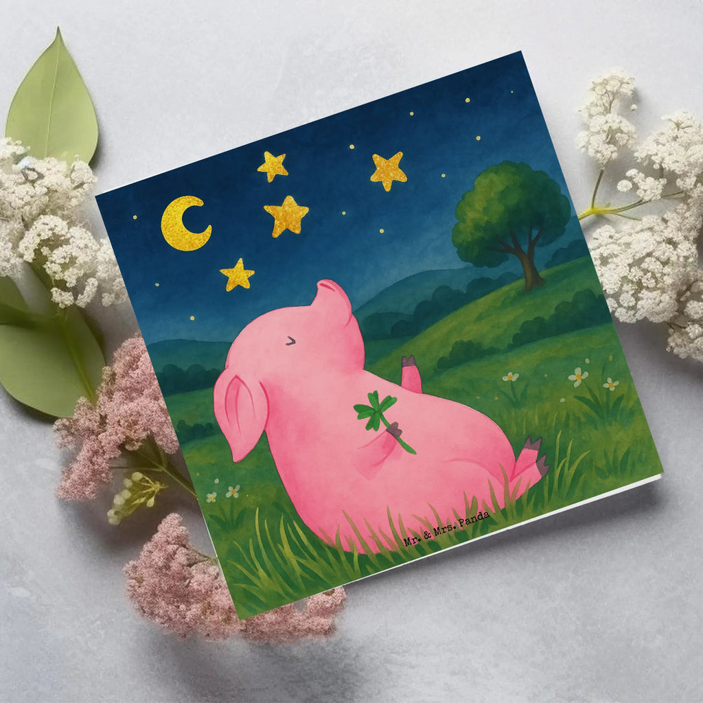 Deluxe Card Pig Luck Design Karte, Grußkarte, Klappkarte, Einladungskarte, Glückwunschkarte, Hochzeitskarte, Geburtstagskarte, Hochwertige Grußkarte, Hochwertige Klappkarte, Tiermotive, Gute Laune, lustige Sprüche, Tiere, Glücksschwein. Glück, Schwein, Schweinchen, Sterne, Sernchen, Ziele, Träume, Motivation, Glücksbringer