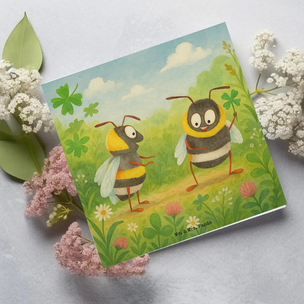 Karta Deluxe Trzmiele koniczyna Design Karte, Grußkarte, Klappkarte, Einladungskarte, Glückwunschkarte, Hochzeitskarte, Geburtstagskarte, Hochwertige Grußkarte, Hochwertige Klappkarte, Tiermotive, Gute Laune, lustige Sprüche, Tiere, Hummel, Biene, Spruch positiv, Biene Deko, Spruch schön, glücklich sein, glücklich werden, Spruch fröhlich