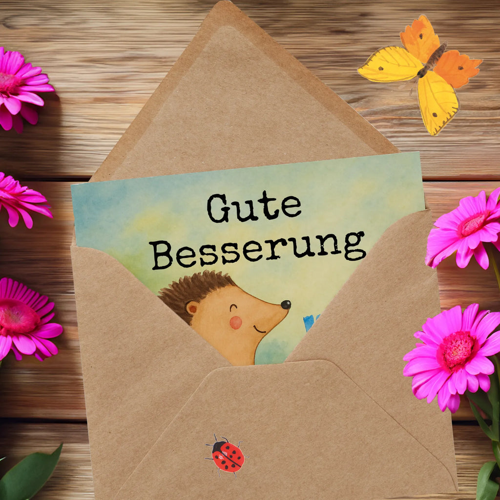 Karta Deluxe jeż Kwiaty Design Karte, Grußkarte, Klappkarte, Einladungskarte, Glückwunschkarte, Hochzeitskarte, Geburtstagskarte, Hochwertige Grußkarte, Hochwertige Klappkarte, Tiermotive, Gute Laune, lustige Sprüche, Tiere, Igel, Gute Besserung, Genesungswünsche, Krankheit, Krankenhaus, krank, Besuch