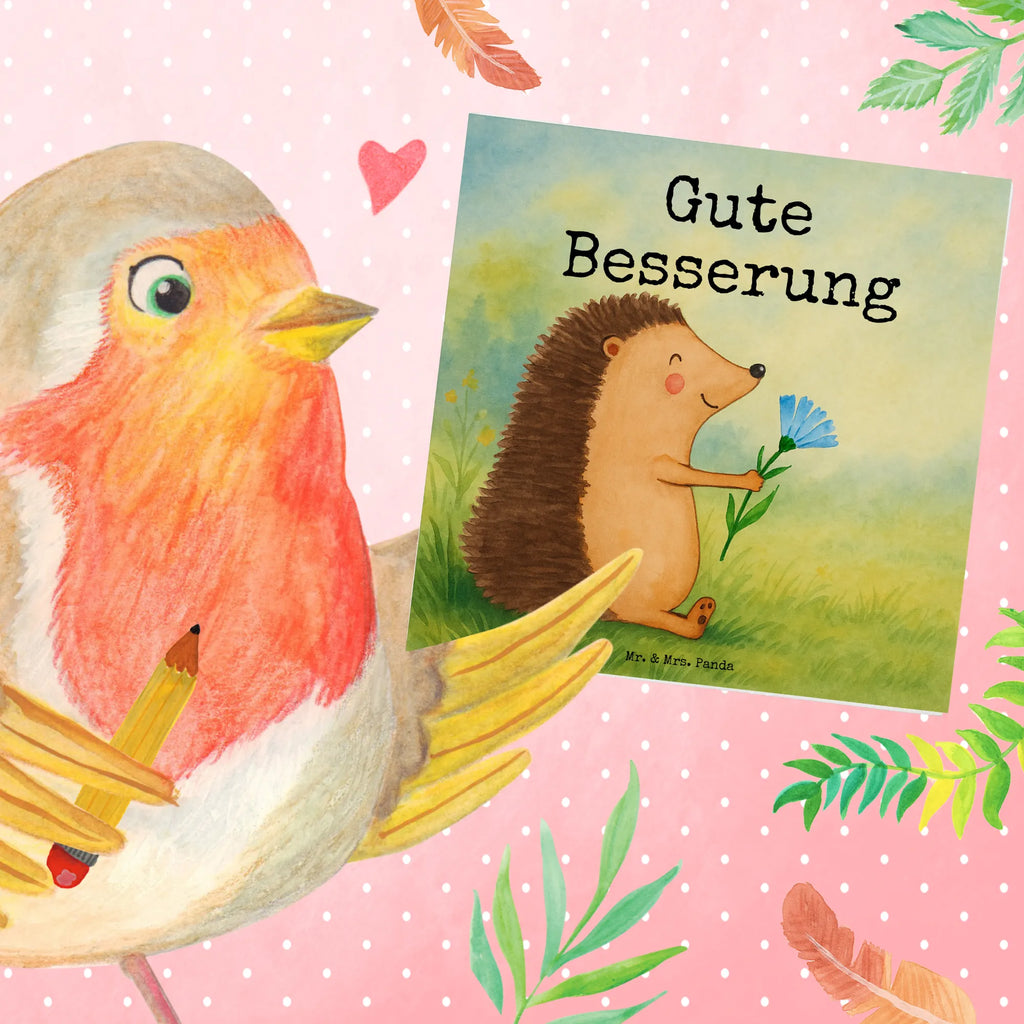 Karta Deluxe jeż Kwiaty Design Karte, Grußkarte, Klappkarte, Einladungskarte, Glückwunschkarte, Hochzeitskarte, Geburtstagskarte, Hochwertige Grußkarte, Hochwertige Klappkarte, Tiermotive, Gute Laune, lustige Sprüche, Tiere, Igel, Gute Besserung, Genesungswünsche, Krankheit, Krankenhaus, krank, Besuch