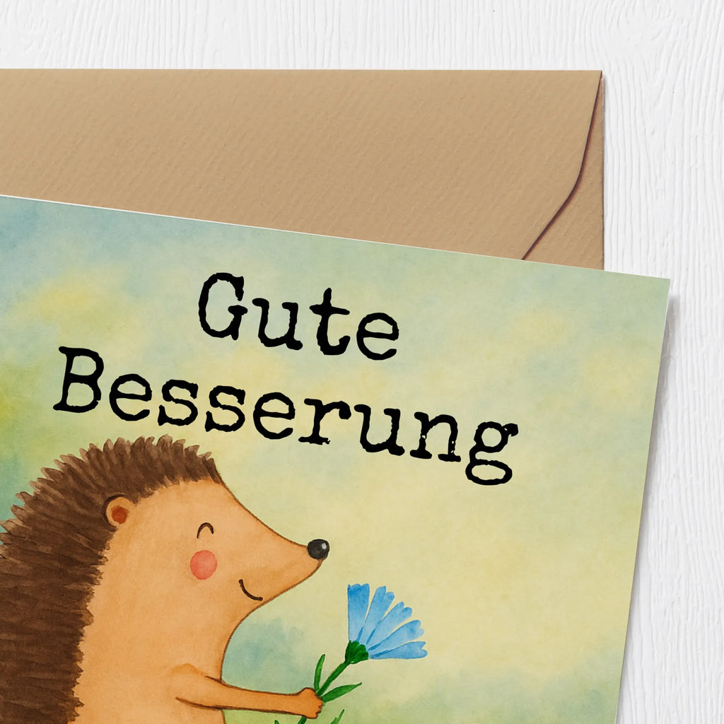 Karta Deluxe jeż Kwiaty Design Karte, Grußkarte, Klappkarte, Einladungskarte, Glückwunschkarte, Hochzeitskarte, Geburtstagskarte, Hochwertige Grußkarte, Hochwertige Klappkarte, Tiermotive, Gute Laune, lustige Sprüche, Tiere, Igel, Gute Besserung, Genesungswünsche, Krankheit, Krankenhaus, krank, Besuch