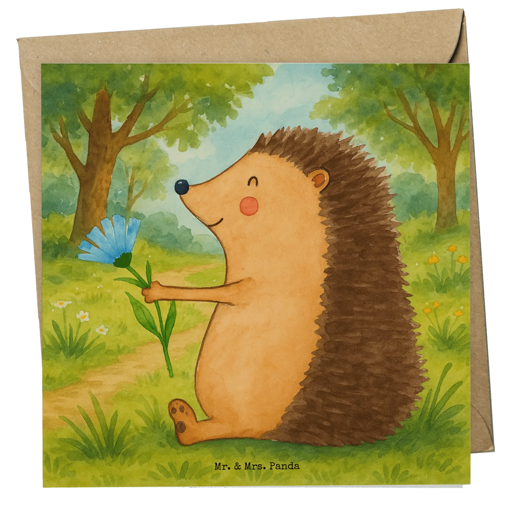 Karta Deluxe jeż Kwiaty Design Karte, Grußkarte, Klappkarte, Einladungskarte, Glückwunschkarte, Hochzeitskarte, Geburtstagskarte, Hochwertige Grußkarte, Hochwertige Klappkarte, Tiermotive, Gute Laune, lustige Sprüche, Tiere, Igel, Gute Besserung, Genesungswünsche, Krankheit, Krankenhaus, krank, Besuch