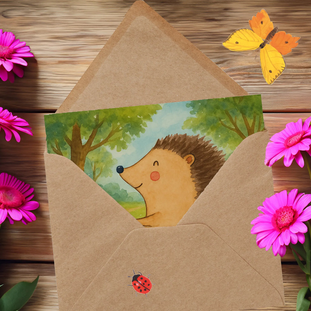 Karta Deluxe jeż Kwiaty Design Karte, Grußkarte, Klappkarte, Einladungskarte, Glückwunschkarte, Hochzeitskarte, Geburtstagskarte, Hochwertige Grußkarte, Hochwertige Klappkarte, Tiermotive, Gute Laune, lustige Sprüche, Tiere, Igel, Gute Besserung, Genesungswünsche, Krankheit, Krankenhaus, krank, Besuch
