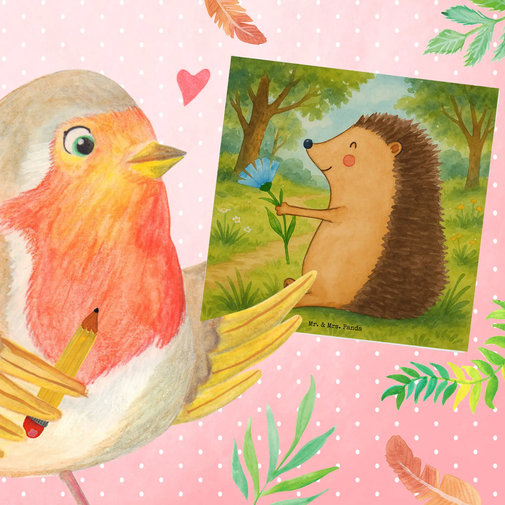 Karta Deluxe jeż Kwiaty Design Karte, Grußkarte, Klappkarte, Einladungskarte, Glückwunschkarte, Hochzeitskarte, Geburtstagskarte, Hochwertige Grußkarte, Hochwertige Klappkarte, Tiermotive, Gute Laune, lustige Sprüche, Tiere, Igel, Gute Besserung, Genesungswünsche, Krankheit, Krankenhaus, krank, Besuch