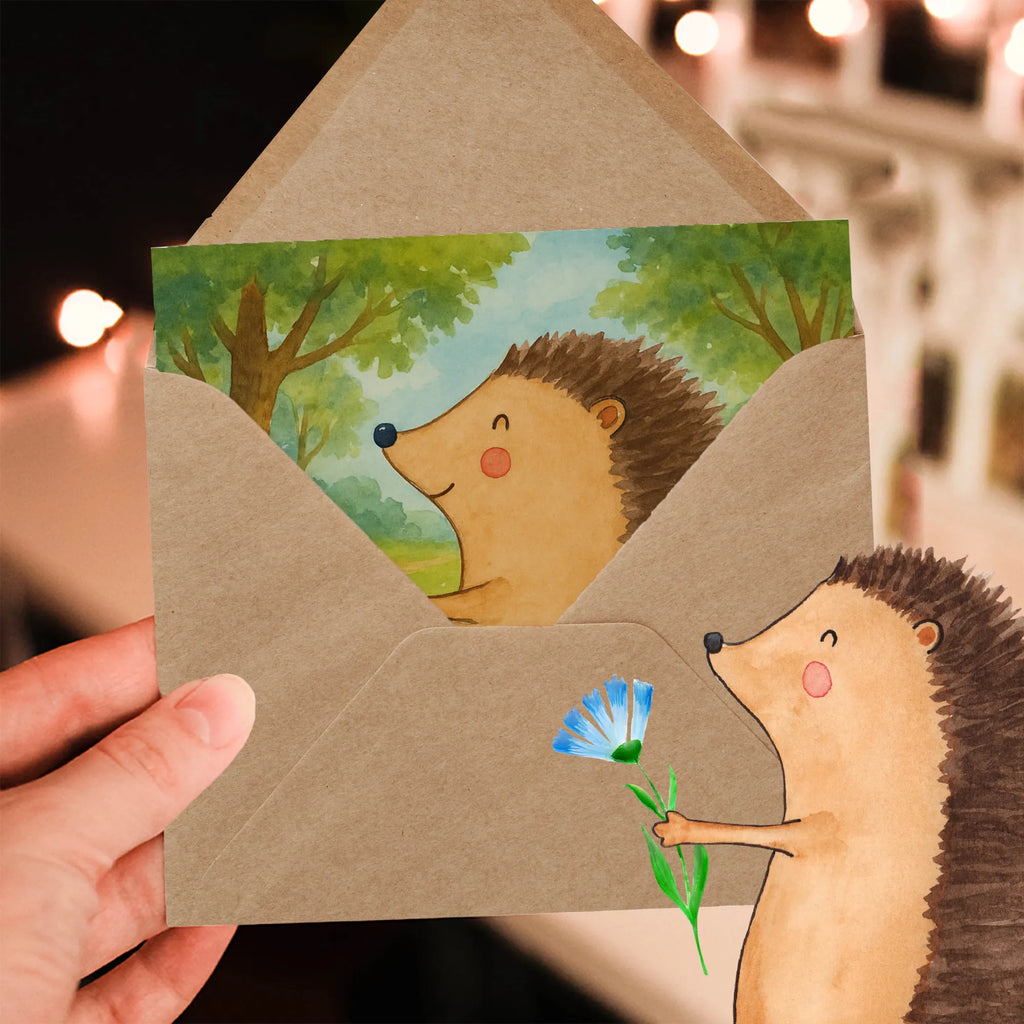 Karta Deluxe jeż Kwiaty Design Karte, Grußkarte, Klappkarte, Einladungskarte, Glückwunschkarte, Hochzeitskarte, Geburtstagskarte, Hochwertige Grußkarte, Hochwertige Klappkarte, Tiermotive, Gute Laune, lustige Sprüche, Tiere, Igel, Gute Besserung, Genesungswünsche, Krankheit, Krankenhaus, krank, Besuch