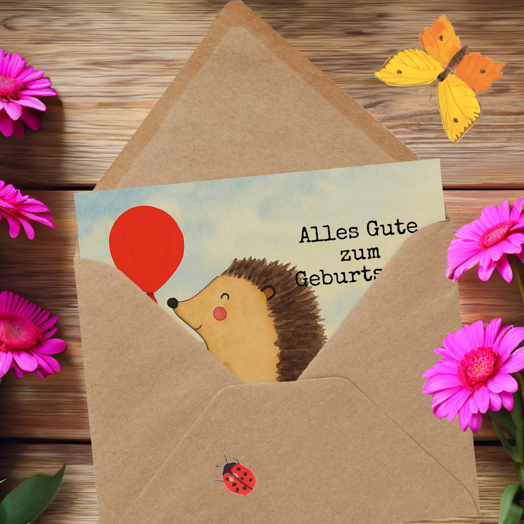 Karta Deluxe jeż balon Design Karte, Grußkarte, Klappkarte, Einladungskarte, Glückwunschkarte, Hochzeitskarte, Geburtstagskarte, Hochwertige Grußkarte, Hochwertige Klappkarte, Tiermotive, Gute Laune, lustige Sprüche, Tiere, Igel, Geburtstag, Herzlichen Glückwunsch, Glückwunsch, Geburtstagskind, Ballon, Happy Birthday