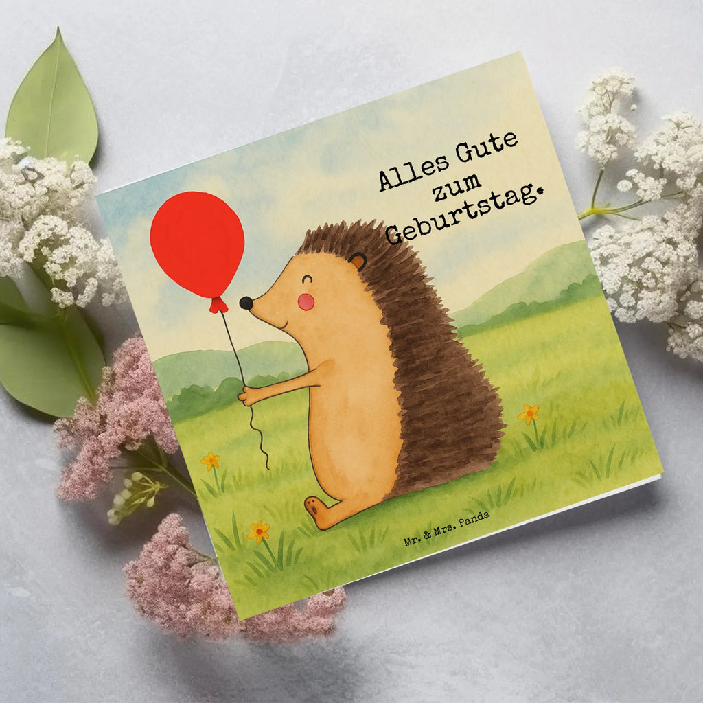 Karta Deluxe jeż balon Design Karte, Grußkarte, Klappkarte, Einladungskarte, Glückwunschkarte, Hochzeitskarte, Geburtstagskarte, Hochwertige Grußkarte, Hochwertige Klappkarte, Tiermotive, Gute Laune, lustige Sprüche, Tiere, Igel, Geburtstag, Herzlichen Glückwunsch, Glückwunsch, Geburtstagskind, Ballon, Happy Birthday