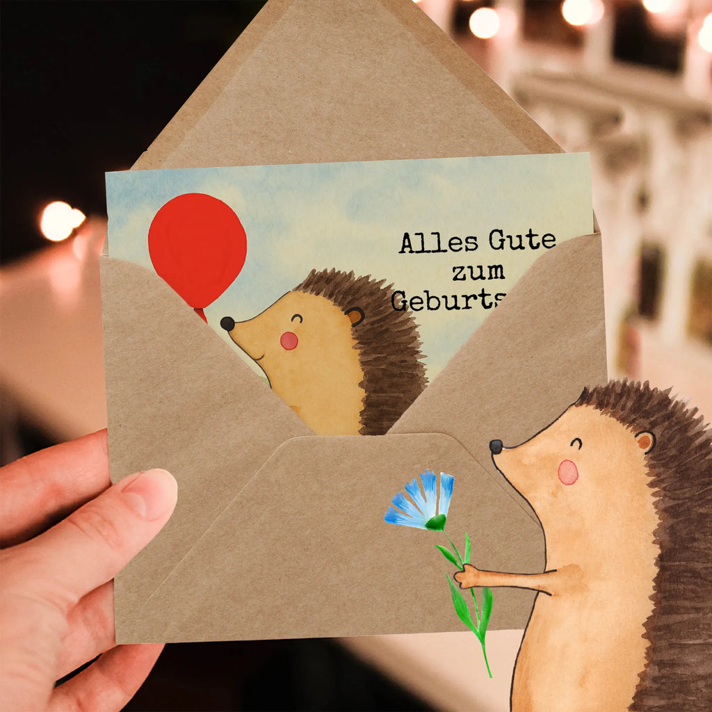 Karta Deluxe jeż balon Design Karte, Grußkarte, Klappkarte, Einladungskarte, Glückwunschkarte, Hochzeitskarte, Geburtstagskarte, Hochwertige Grußkarte, Hochwertige Klappkarte, Tiermotive, Gute Laune, lustige Sprüche, Tiere, Igel, Geburtstag, Herzlichen Glückwunsch, Glückwunsch, Geburtstagskind, Ballon, Happy Birthday