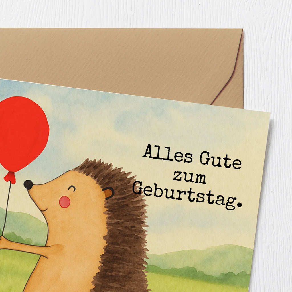 Karta Deluxe jeż balon Design Karte, Grußkarte, Klappkarte, Einladungskarte, Glückwunschkarte, Hochzeitskarte, Geburtstagskarte, Hochwertige Grußkarte, Hochwertige Klappkarte, Tiermotive, Gute Laune, lustige Sprüche, Tiere, Igel, Geburtstag, Herzlichen Glückwunsch, Glückwunsch, Geburtstagskind, Ballon, Happy Birthday