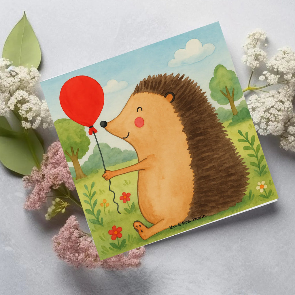 Karta Deluxe jeż balon Design Karte, Grußkarte, Klappkarte, Einladungskarte, Glückwunschkarte, Hochzeitskarte, Geburtstagskarte, Hochwertige Grußkarte, Hochwertige Klappkarte, Tiermotive, Gute Laune, lustige Sprüche, Tiere, Igel, Geburtstag, Herzlichen Glückwunsch, Glückwunsch, Geburtstagskind, Ballon, Happy Birthday