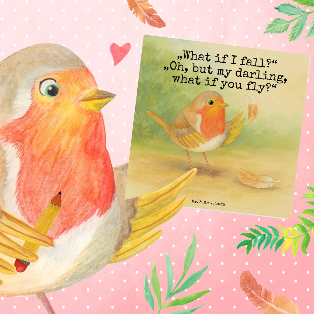 Deluxe Card robin feathers Design Karte, Grußkarte, Klappkarte, Einladungskarte, Glückwunschkarte, Hochzeitskarte, Geburtstagskarte, Hochwertige Grußkarte, Hochwertige Klappkarte, Tiermotive, Gute Laune, lustige Sprüche, Tiere, What if i fall, Rotkehlchen, Spruch Motivation, Spruch Mut, Vogel, Motivation Sprüche, Motivationsbilder, fliegen