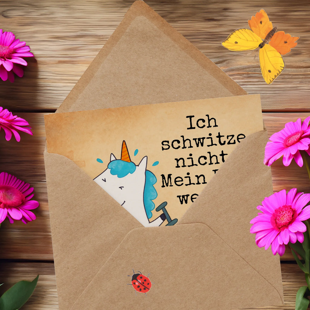 Karta Deluxe jednorożec Fitness Design Karte, Grußkarte, Klappkarte, Einladungskarte, Glückwunschkarte, Hochzeitskarte, Geburtstagskarte, Hochwertige Grußkarte, Hochwertige Klappkarte, Einhorn, Einhörner, Einhorn Deko, Unicorn, Gym, Fitness, Fitnessstudio, Diät, Abnehmen, Sport, Pumpen, Geräte, Sixpack