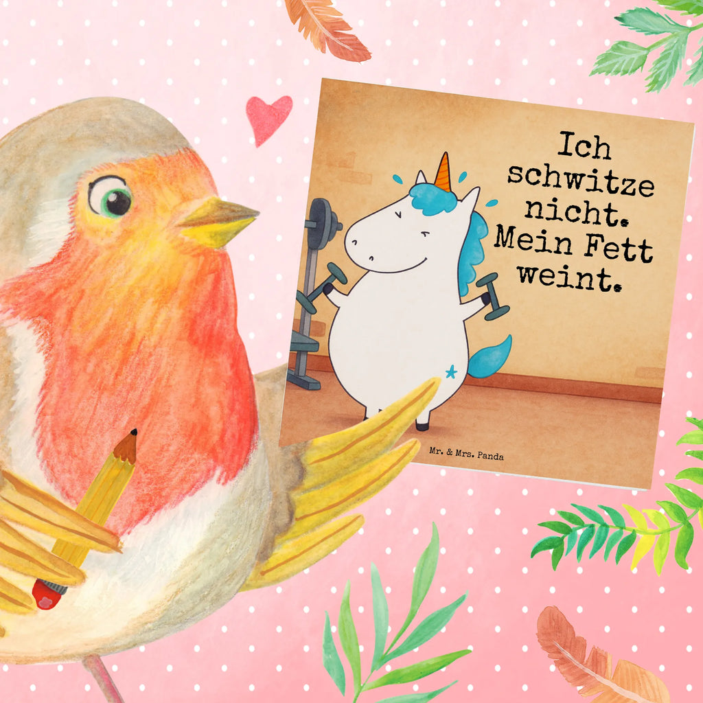 Karta Deluxe jednorożec Fitness Design Karte, Grußkarte, Klappkarte, Einladungskarte, Glückwunschkarte, Hochzeitskarte, Geburtstagskarte, Hochwertige Grußkarte, Hochwertige Klappkarte, Einhorn, Einhörner, Einhorn Deko, Unicorn, Gym, Fitness, Fitnessstudio, Diät, Abnehmen, Sport, Pumpen, Geräte, Sixpack