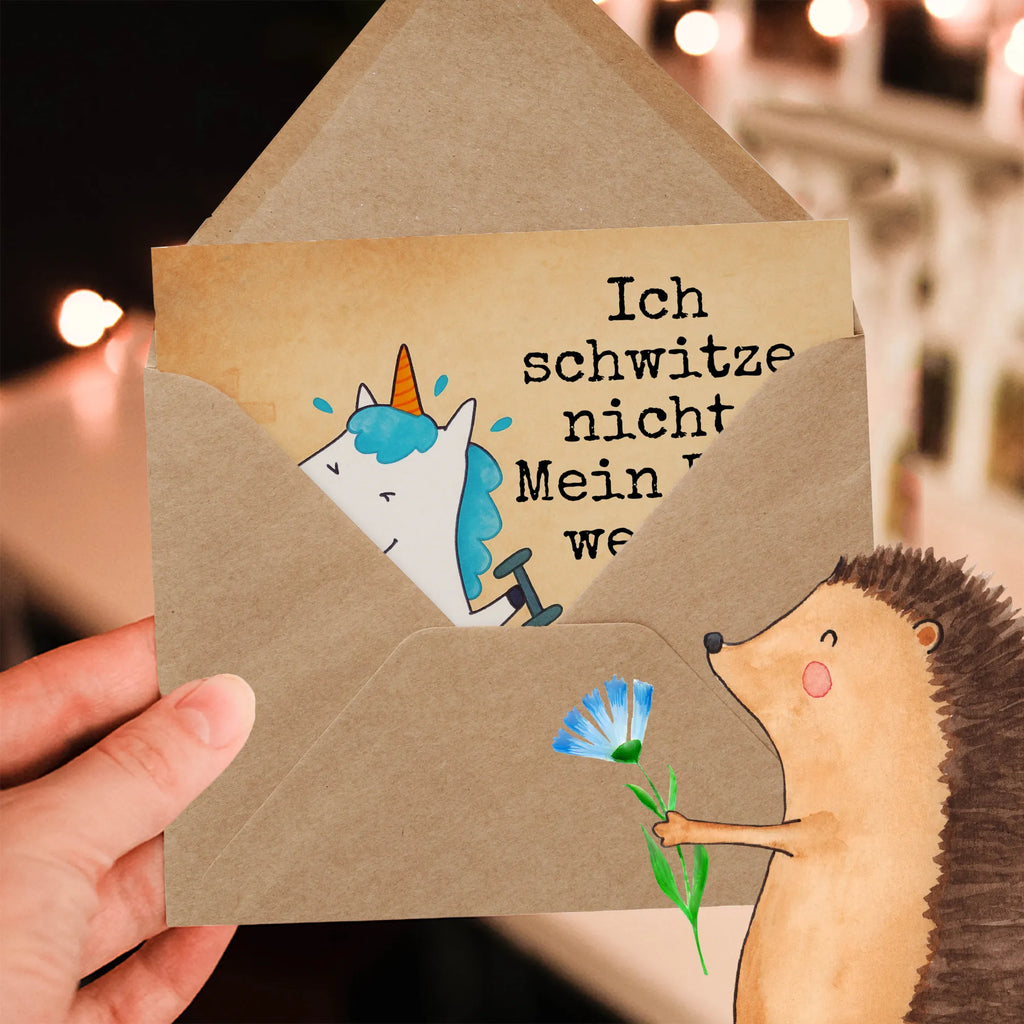 Karta Deluxe jednorożec Fitness Design Karte, Grußkarte, Klappkarte, Einladungskarte, Glückwunschkarte, Hochzeitskarte, Geburtstagskarte, Hochwertige Grußkarte, Hochwertige Klappkarte, Einhorn, Einhörner, Einhorn Deko, Unicorn, Gym, Fitness, Fitnessstudio, Diät, Abnehmen, Sport, Pumpen, Geräte, Sixpack