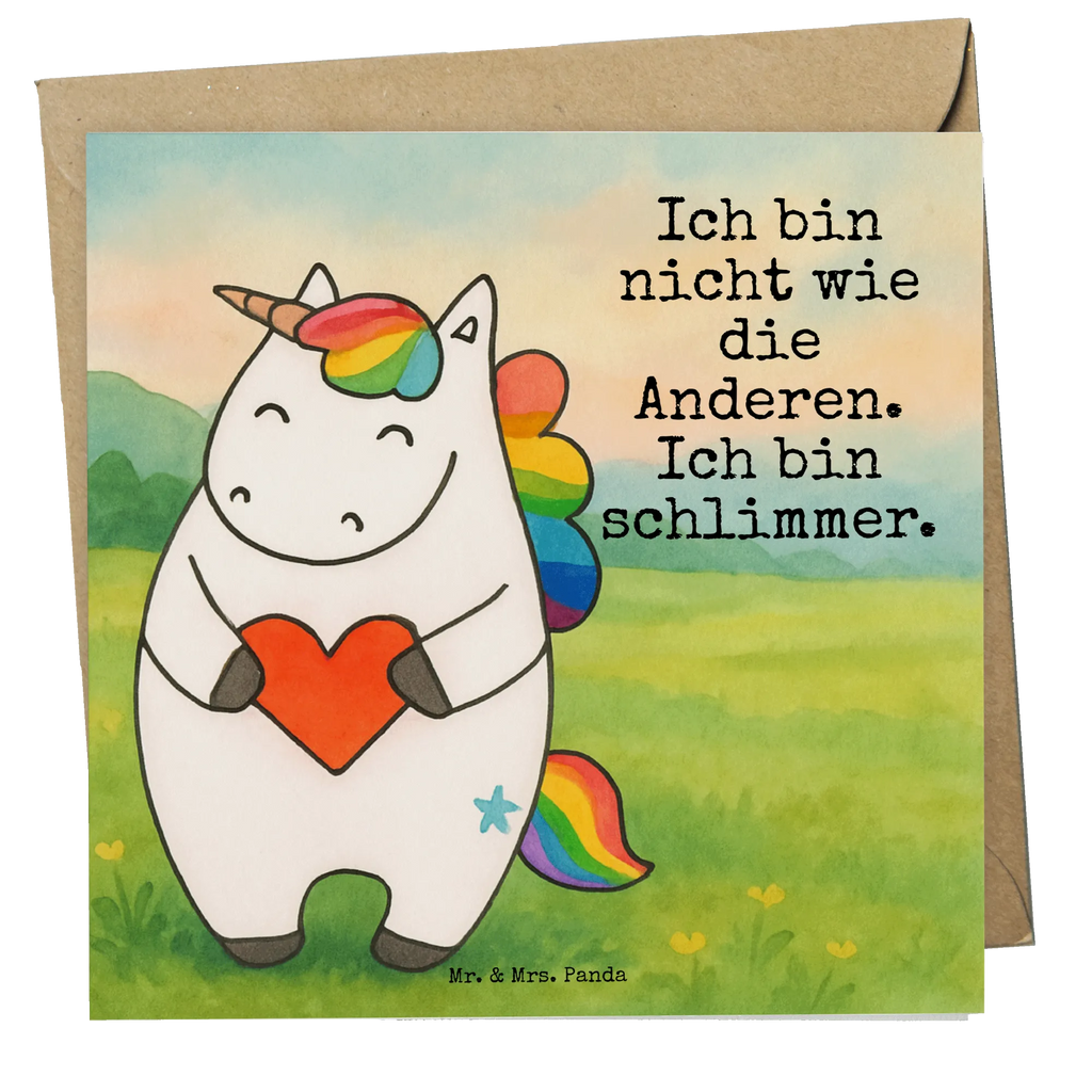Deluxe Karte Einhorn Herz Design Karte, Grußkarte, Klappkarte, Einladungskarte, Glückwunschkarte, Hochzeitskarte, Geburtstagskarte, Hochwertige Grußkarte, Hochwertige Klappkarte, Einhorn, Einhörner, Einhorn Deko, Unicorn, Herz, schlimm, böse, witzig, lustig, Freundin, anders, bunt