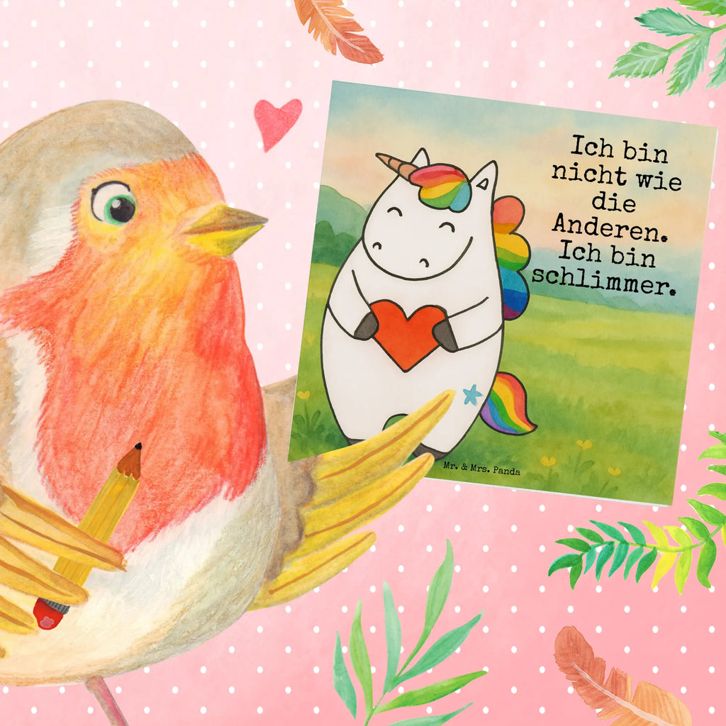 Deluxe Karte Einhorn Herz Design Karte, Grußkarte, Klappkarte, Einladungskarte, Glückwunschkarte, Hochzeitskarte, Geburtstagskarte, Hochwertige Grußkarte, Hochwertige Klappkarte, Einhorn, Einhörner, Einhorn Deko, Unicorn, Herz, schlimm, böse, witzig, lustig, Freundin, anders, bunt