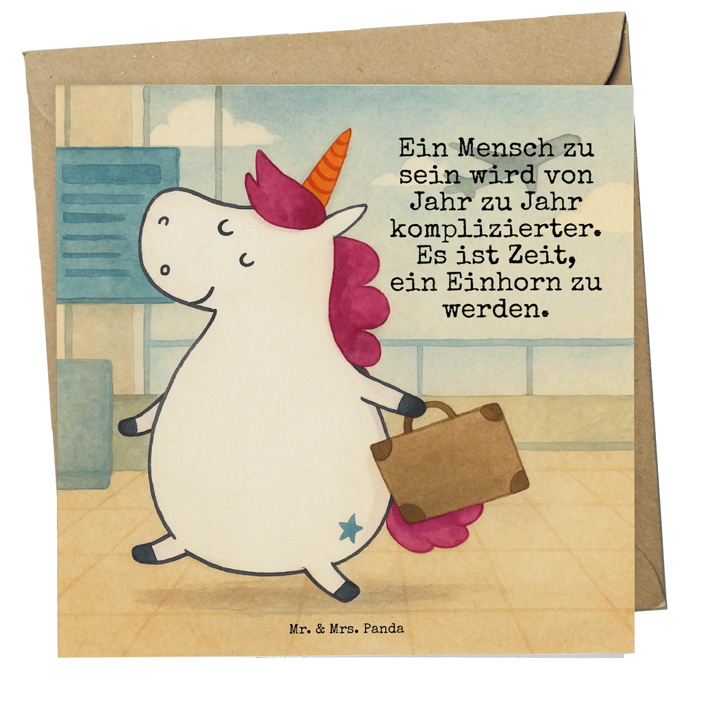 Deluxe Card unicorn Suitcase Design Karte, Grußkarte, Klappkarte, Einladungskarte, Glückwunschkarte, Hochzeitskarte, Geburtstagskarte, Hochwertige Grußkarte, Hochwertige Klappkarte, Einhorn, Einhörner, Einhorn Deko, Unicorn, unicorn, Koffer, Verreisen, Reise, Gepäck, Abenteuer, Erwachsen, Kind, albern, Spaß, lustig, witzig