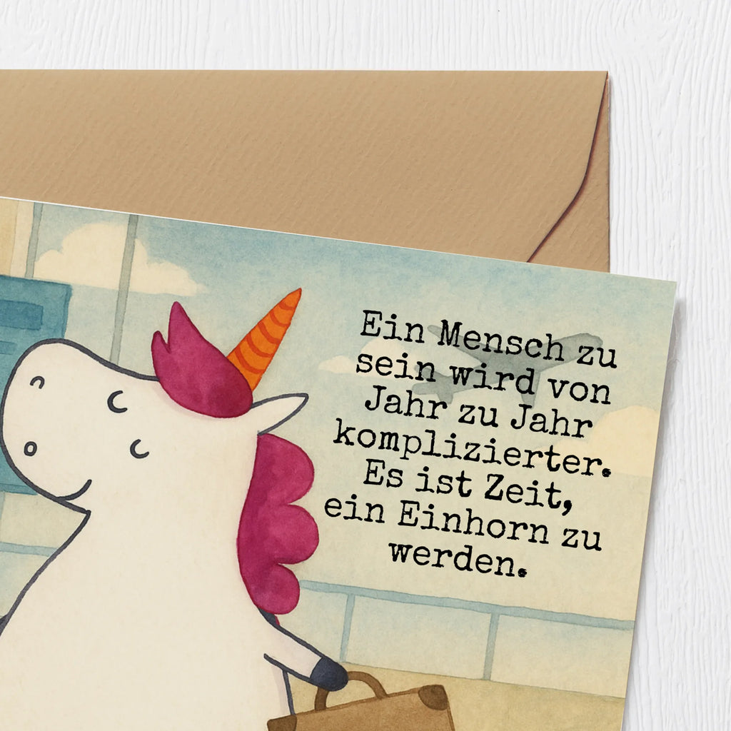 Deluxe Card unicorn Suitcase Design Karte, Grußkarte, Klappkarte, Einladungskarte, Glückwunschkarte, Hochzeitskarte, Geburtstagskarte, Hochwertige Grußkarte, Hochwertige Klappkarte, Einhorn, Einhörner, Einhorn Deko, Unicorn, unicorn, Koffer, Verreisen, Reise, Gepäck, Abenteuer, Erwachsen, Kind, albern, Spaß, lustig, witzig