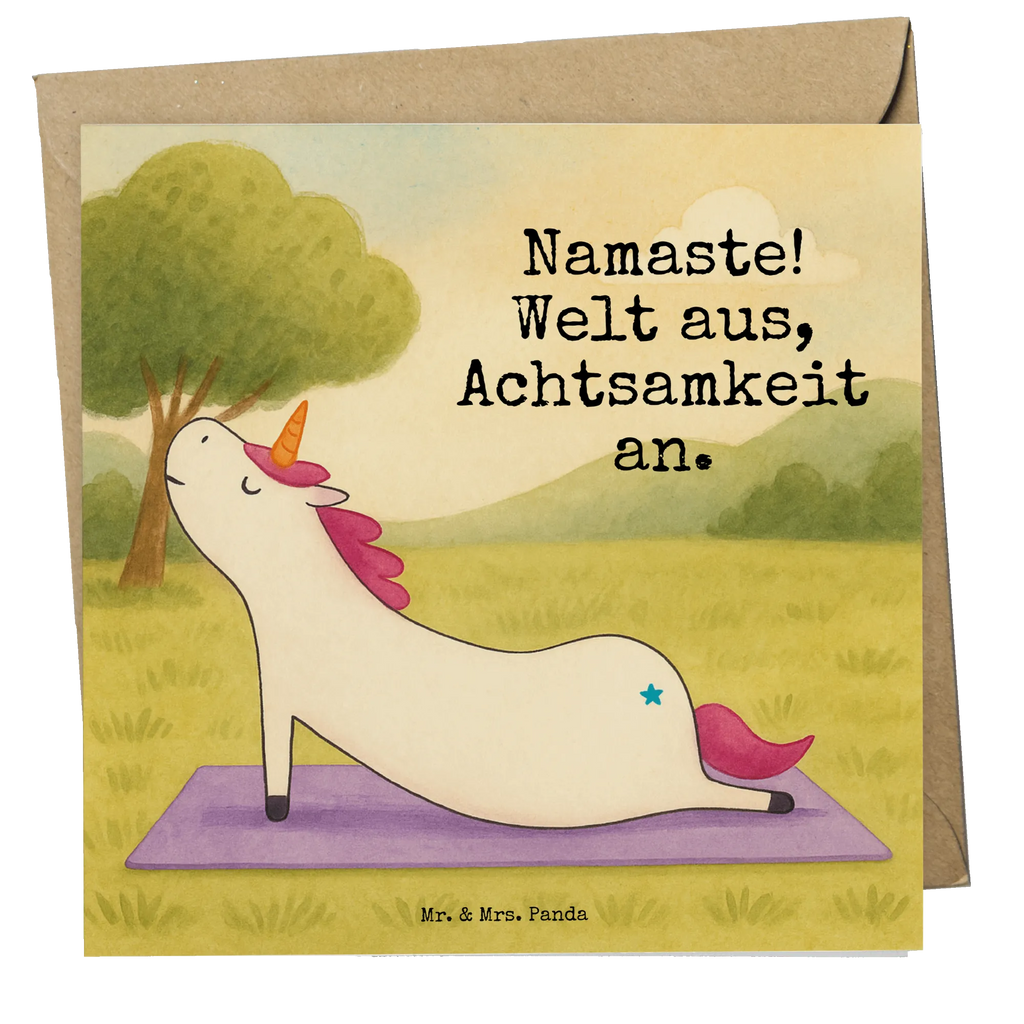 Karta Deluxe jednorożec joga Design Karte, Grußkarte, Klappkarte, Einladungskarte, Glückwunschkarte, Hochzeitskarte, Geburtstagskarte, Hochwertige Grußkarte, Hochwertige Klappkarte, Einhorn, Einhörner, Einhorn Deko, Unicorn, Yoga, Namaste, Achtsamkeit, Entspannung, Joga, Yogamatte, Sport, lustig, witzig, süß
