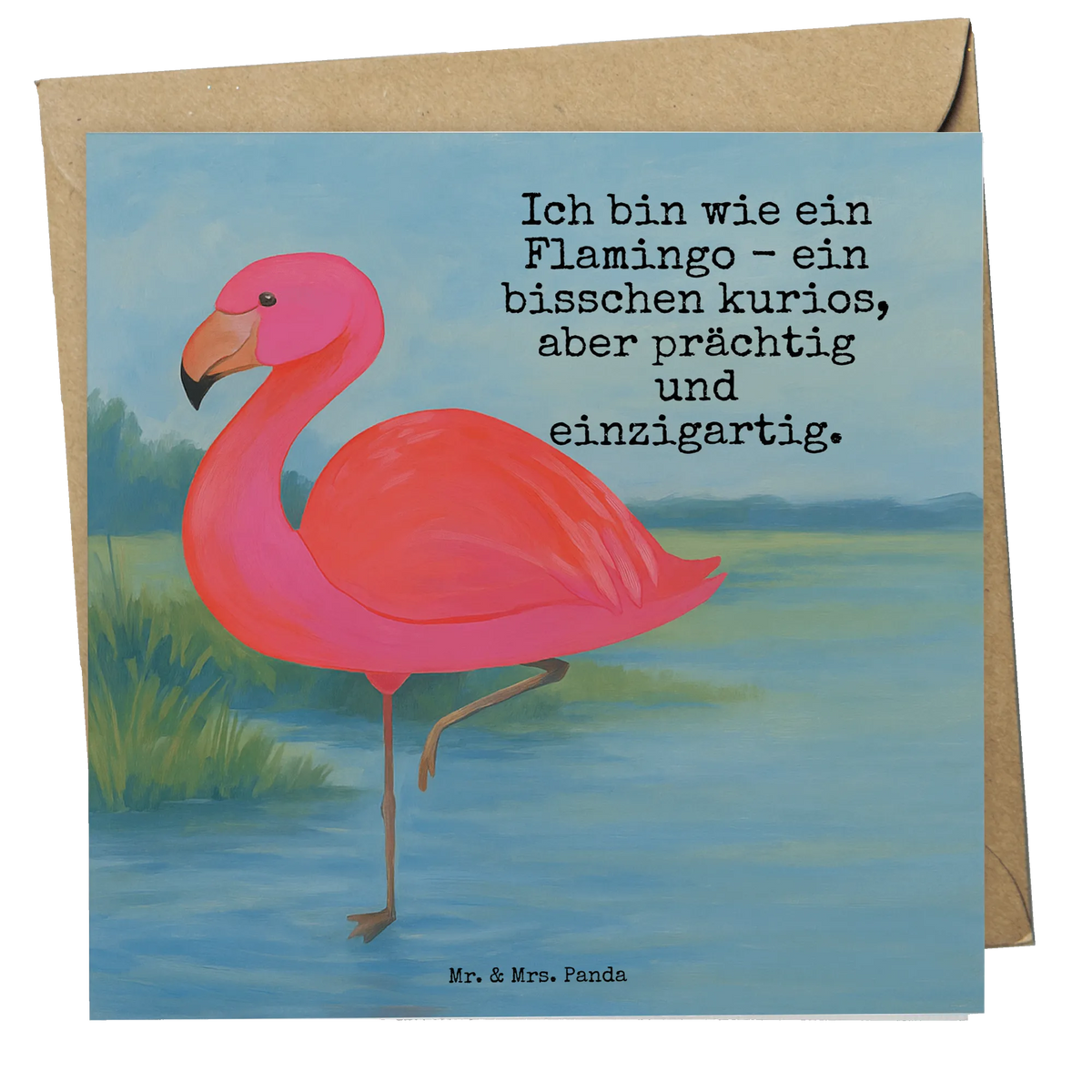 Deluxe Karte Flamingo Classic Design doppelkarte, Glückwunschkarte, Klappkarte, faltkarte, Grußkarte, anlasskarte, Flamingo, Selbstliebe, Stolz, Einzigartig, Tochter, Geschwister, Sohn, Spruch, Außenseiter, Freundin, für Mich, Ich, Freundinnen