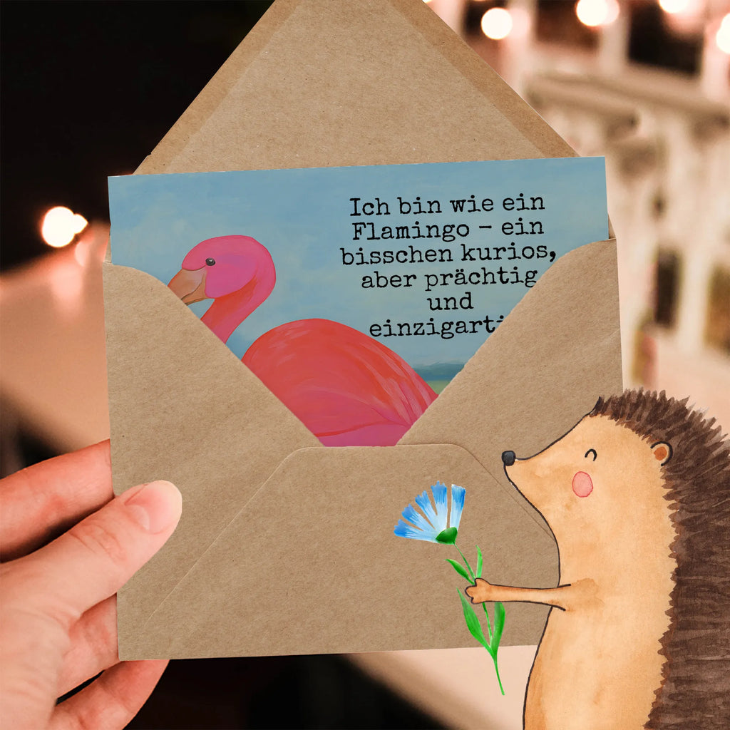 Deluxe Karte Flamingo Classic Design Karte, Grußkarte, Klappkarte, Einladungskarte, Glückwunschkarte, Hochzeitskarte, Geburtstagskarte, Hochwertige Grußkarte, Hochwertige Klappkarte, Flamingo, Einzigartig, Selbstliebe, Stolz, ich, für mich, Spruch, Freundin, Freundinnen, Außenseiter, Sohn, Tochter, Geschwister