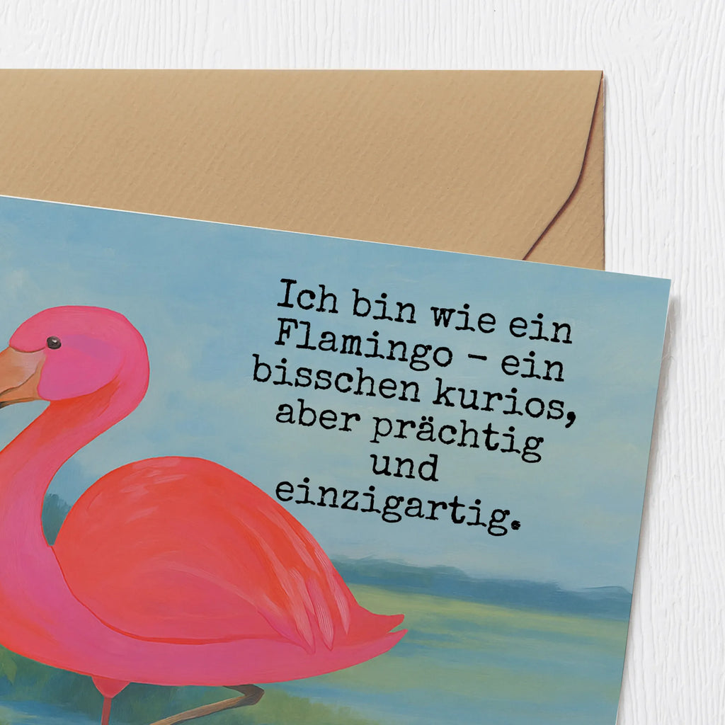 Deluxe Karte Flamingo Classic Design Karte, Grußkarte, Klappkarte, Einladungskarte, Glückwunschkarte, Hochzeitskarte, Geburtstagskarte, Hochwertige Grußkarte, Hochwertige Klappkarte, Flamingo, Einzigartig, Selbstliebe, Stolz, ich, für mich, Spruch, Freundin, Freundinnen, Außenseiter, Sohn, Tochter, Geschwister