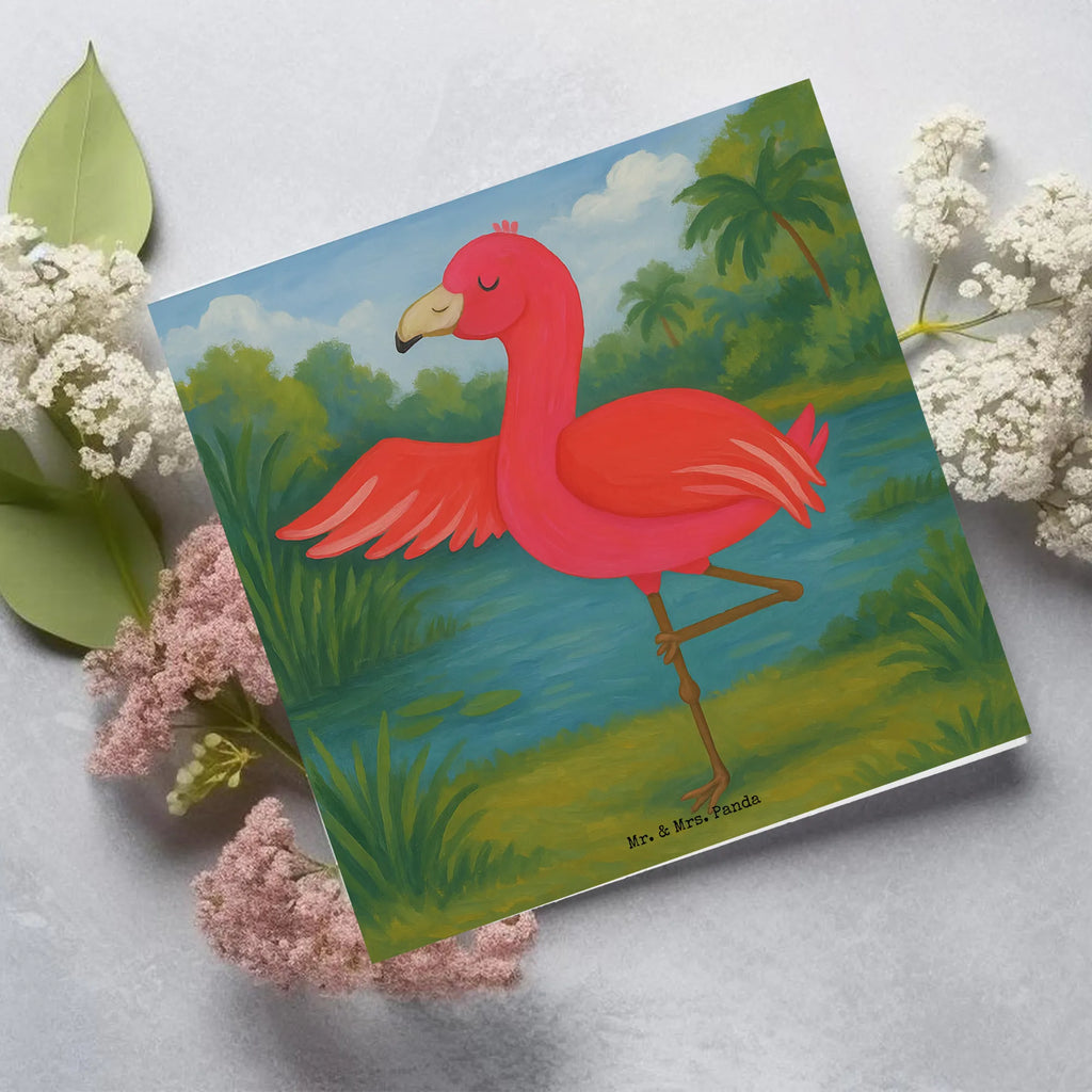 Deluxe Karte Flamingo Yoga Design Karte, Grußkarte, Klappkarte, Einladungskarte, Glückwunschkarte, Hochzeitskarte, Geburtstagskarte, Hochwertige Grußkarte, Hochwertige Klappkarte, Flamingo, Vogel, Yoga, Namaste, Achtsamkeit, Yoga-Übung, Entspannung, Ärger, Aufregen, Tiefenentspannung