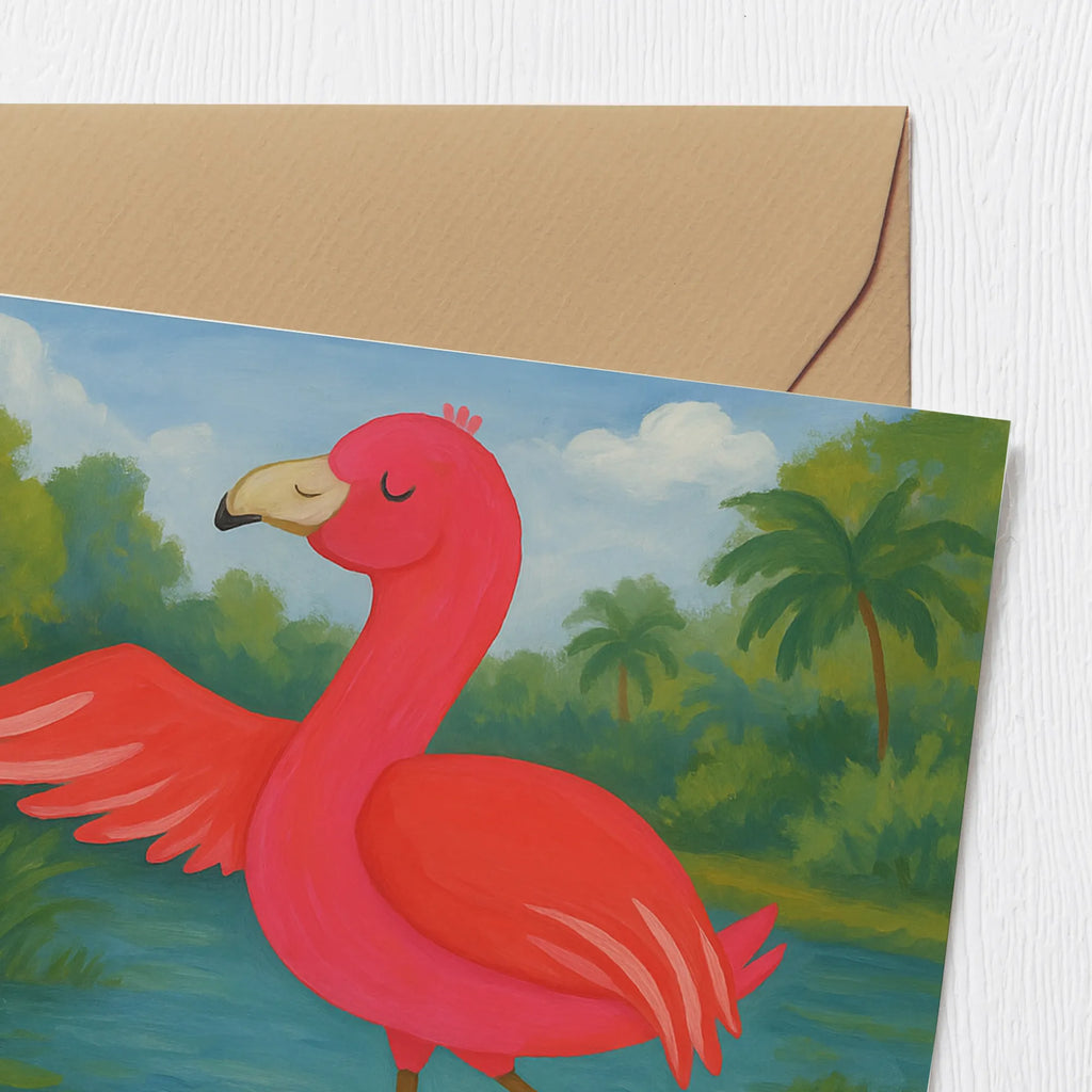 Deluxe Karte Flamingo Yoga Design Karte, Grußkarte, Klappkarte, Einladungskarte, Glückwunschkarte, Hochzeitskarte, Geburtstagskarte, Hochwertige Grußkarte, Hochwertige Klappkarte, Flamingo, Vogel, Yoga, Namaste, Achtsamkeit, Yoga-Übung, Entspannung, Ärger, Aufregen, Tiefenentspannung