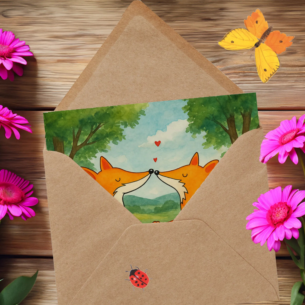 Deluxe Karte Füchse Liebe Design Karte, Grußkarte, Klappkarte, Einladungskarte, Glückwunschkarte, Hochzeitskarte, Geburtstagskarte, Hochwertige Grußkarte, Hochwertige Klappkarte, Fuchs, Füchse, Fox, Liebe, Liebespaar, Paar, Partner, Freundin, Freund, Ehe, Verlobte, Ehemann, Ehefrau, Liebesbeweis