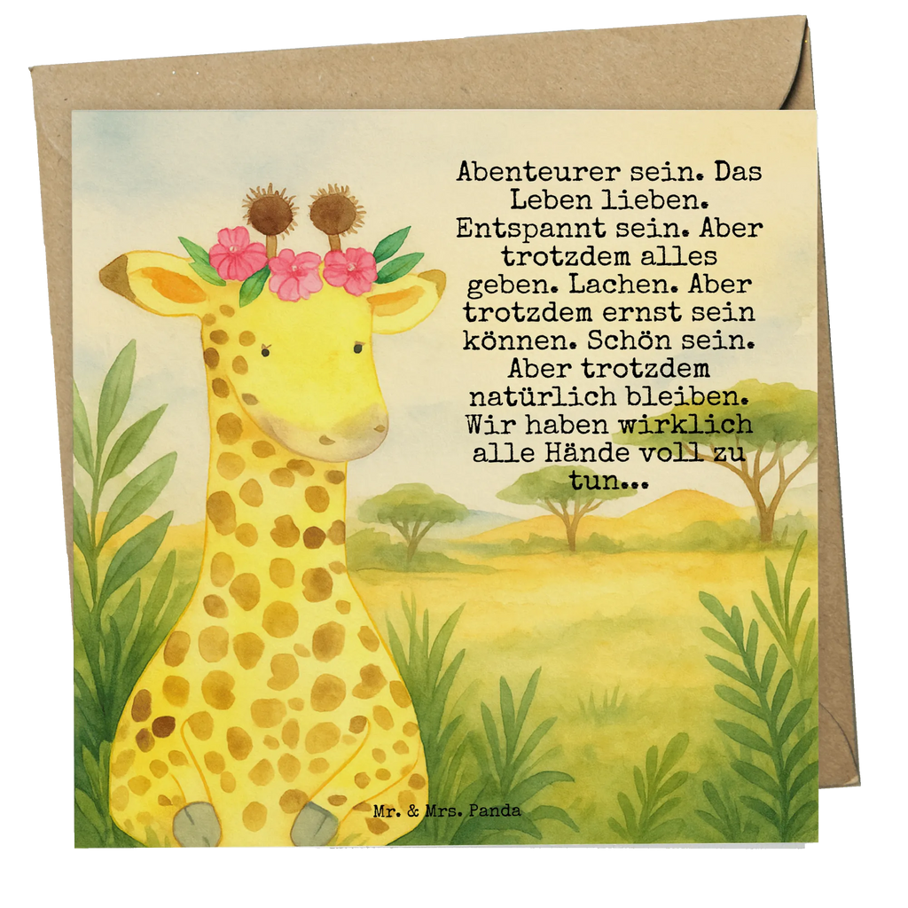 Deluxe Card giraffe flower wreath Design Karte, Grußkarte, Klappkarte, Einladungskarte, Glückwunschkarte, Hochzeitskarte, Geburtstagskarte, Hochwertige Grußkarte, Hochwertige Klappkarte, Afrika, Wildtiere, Giraffe, Blumenkranz, Abenteurer, Selbstliebe, Freundin