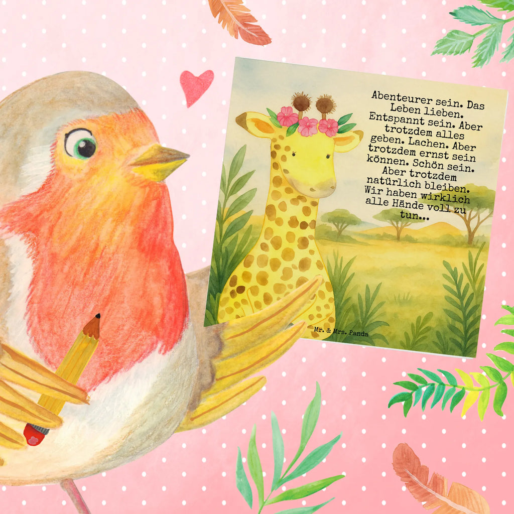 Deluxe Card giraffe flower wreath Design Karte, Grußkarte, Klappkarte, Einladungskarte, Glückwunschkarte, Hochzeitskarte, Geburtstagskarte, Hochwertige Grußkarte, Hochwertige Klappkarte, Afrika, Wildtiere, Giraffe, Blumenkranz, Abenteurer, Selbstliebe, Freundin