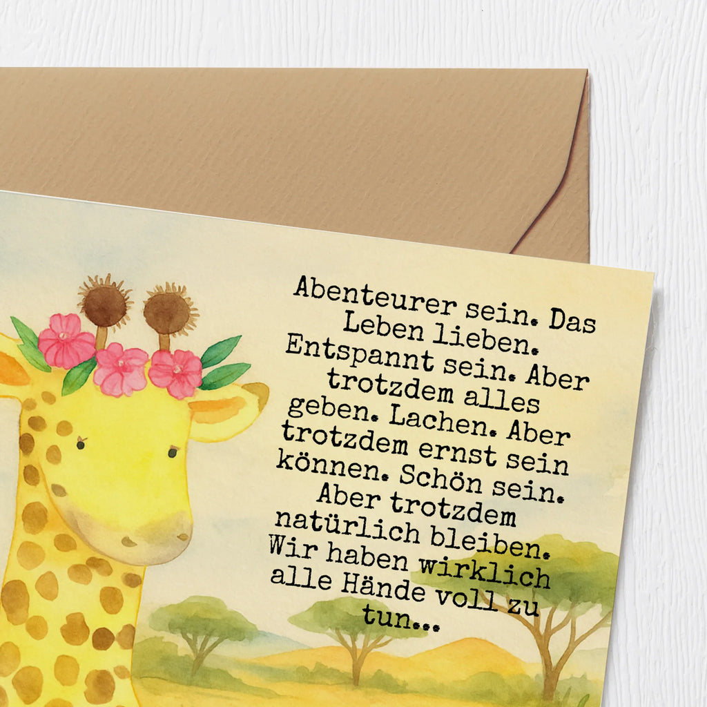Deluxe Card giraffe flower wreath Design Karte, Grußkarte, Klappkarte, Einladungskarte, Glückwunschkarte, Hochzeitskarte, Geburtstagskarte, Hochwertige Grußkarte, Hochwertige Klappkarte, Afrika, Wildtiere, Giraffe, Blumenkranz, Abenteurer, Selbstliebe, Freundin