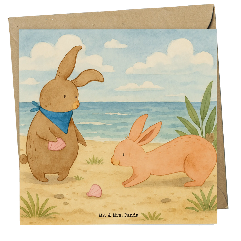 Deluxe Card Bunnies with seashell Design Karte, Grußkarte, Klappkarte, Einladungskarte, Glückwunschkarte, Hochzeitskarte, Geburtstagskarte, Hochwertige Grußkarte, Hochwertige Klappkarte, Familie, Vatertag, Muttertag, Bruder, Schwester, Mama, Papa, Oma, Opa, Hasen, beste Freundin, Freundin, Freundinnen, best friends, BFF, Muscheln sammeln, Muscheln, Meer