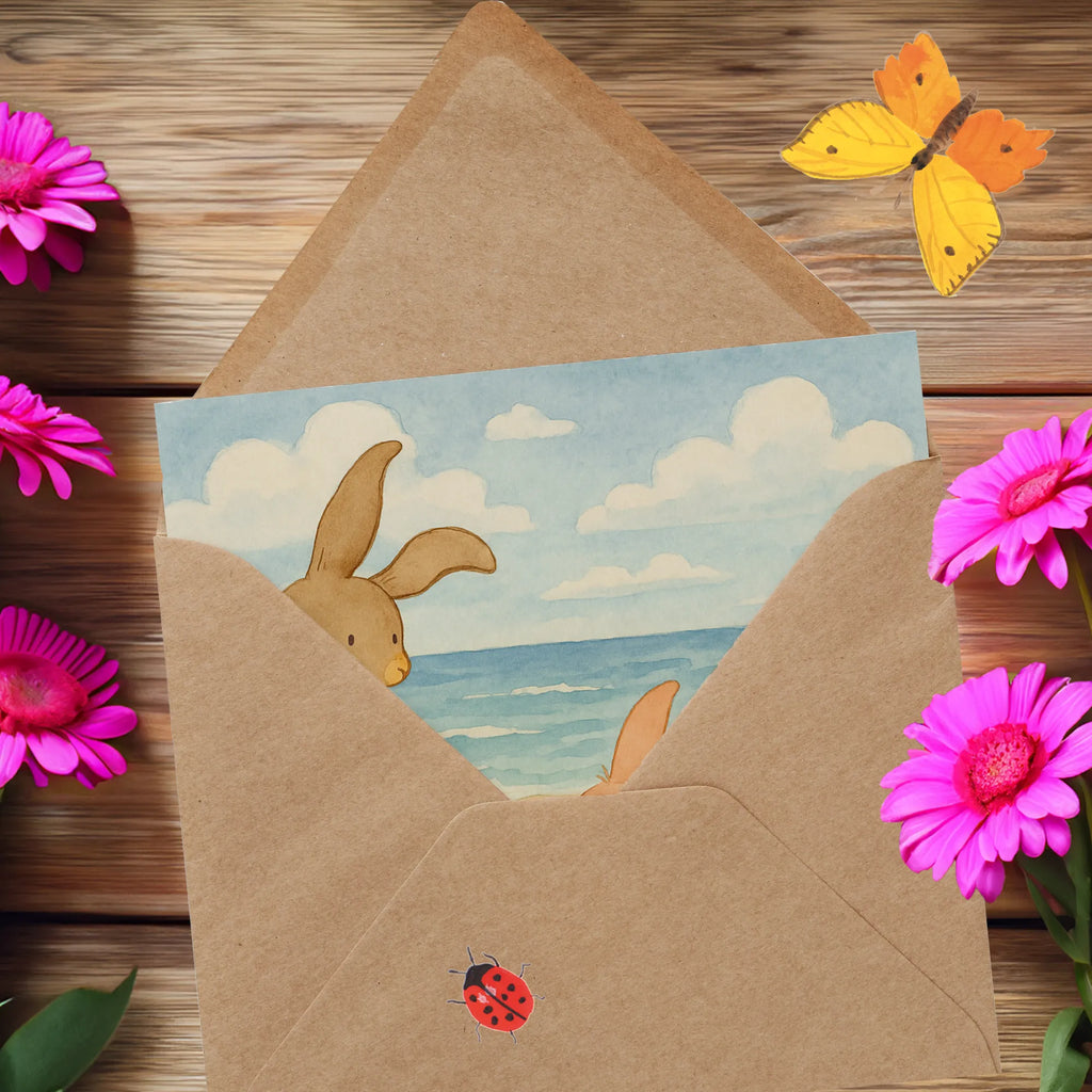Deluxe Card Bunnies with seashell Design Karte, Grußkarte, Klappkarte, Einladungskarte, Glückwunschkarte, Hochzeitskarte, Geburtstagskarte, Hochwertige Grußkarte, Hochwertige Klappkarte, Familie, Vatertag, Muttertag, Bruder, Schwester, Mama, Papa, Oma, Opa, Hasen, beste Freundin, Freundin, Freundinnen, best friends, BFF, Muscheln sammeln, Muscheln, Meer
