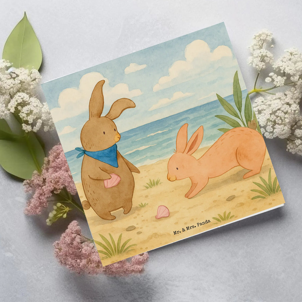 Deluxe Card Bunnies with seashell Design Karte, Grußkarte, Klappkarte, Einladungskarte, Glückwunschkarte, Hochzeitskarte, Geburtstagskarte, Hochwertige Grußkarte, Hochwertige Klappkarte, Familie, Vatertag, Muttertag, Bruder, Schwester, Mama, Papa, Oma, Opa, Hasen, beste Freundin, Freundin, Freundinnen, best friends, BFF, Muscheln sammeln, Muscheln, Meer