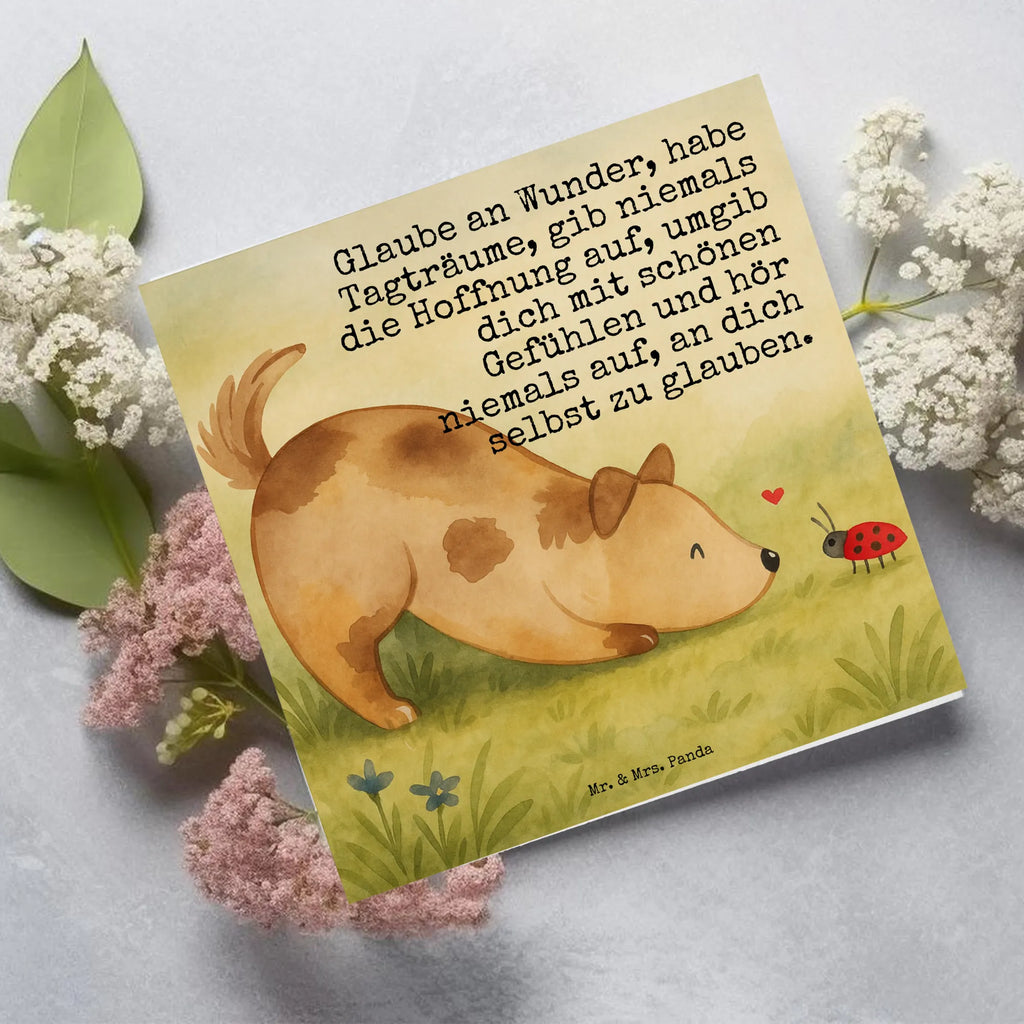 Deluxe Card Dog ladybug Design Karte, Grußkarte, Klappkarte, Einladungskarte, Glückwunschkarte, Hochzeitskarte, Geburtstagskarte, Hochwertige Grußkarte, Hochwertige Klappkarte, Hund, Hundemotiv, Haustier, Hunderasse, Tierliebhaber, Hundebesitzer, Sprüche, Hunde, Hundespruch, Marienkäfer, Mischling, Mischlinghund