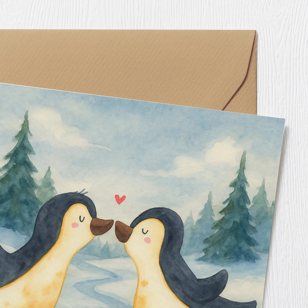 Deluxe Karte Pinguine Kuss Design Karte, Grußkarte, Klappkarte, Einladungskarte, Glückwunschkarte, Hochzeitskarte, Geburtstagskarte, Hochwertige Grußkarte, Hochwertige Klappkarte, Liebe, Partner, Freund, Freundin, Ehemann, Ehefrau, Heiraten, Verlobung, Heiratsantrag, Liebesgeschenk, Jahrestag, Hocheitstag, Valentinstag, Geschenk für Frauen, Hochzeitstag, Mitbringsel, Geschenk für Freundin, Geschenk für Partner, Liebesbeweis, für Männer, für Ehemann